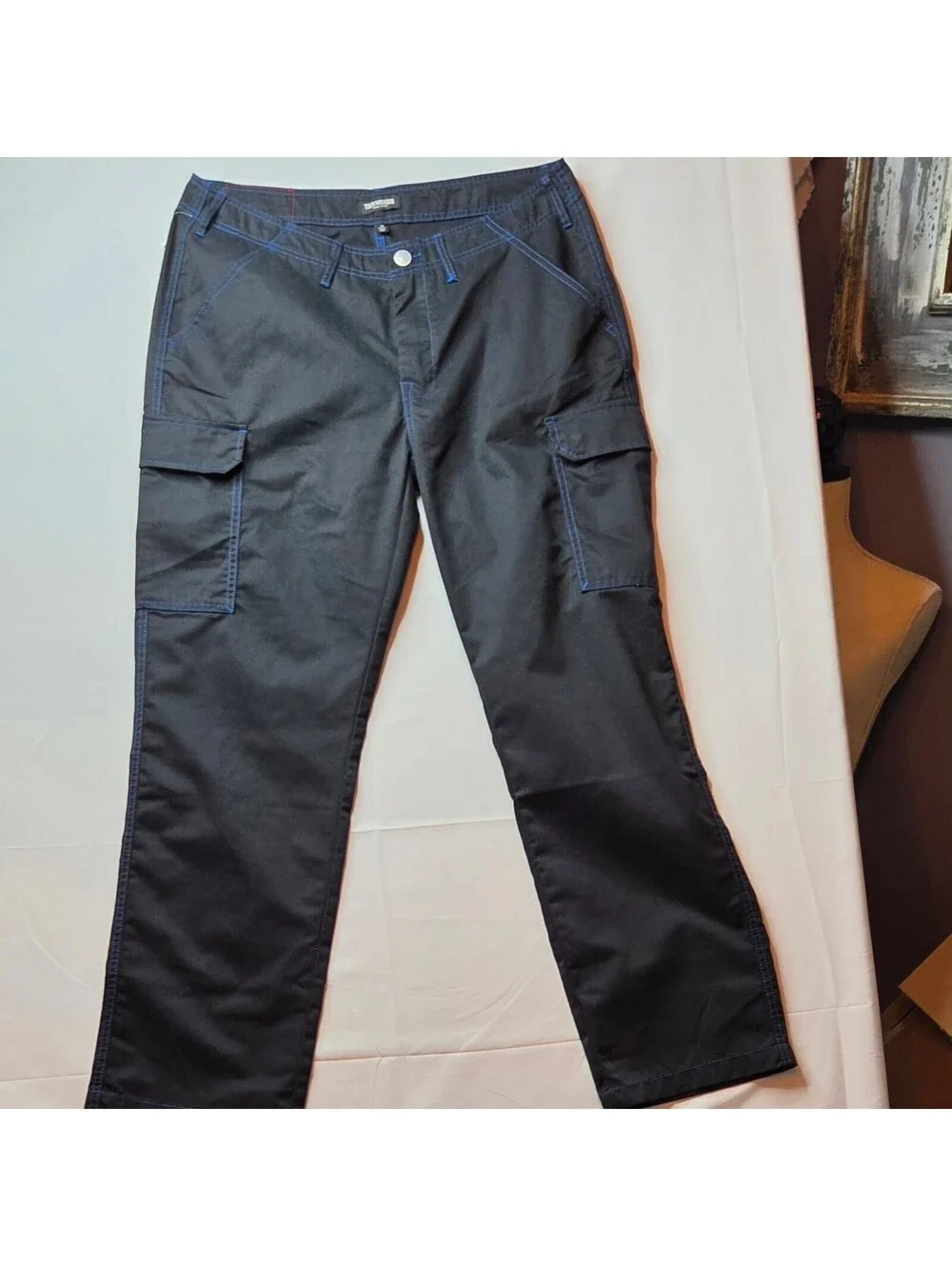 NWT True Religion Men's Jet Black / Pacific Blue Cargo Pants Size 36x32